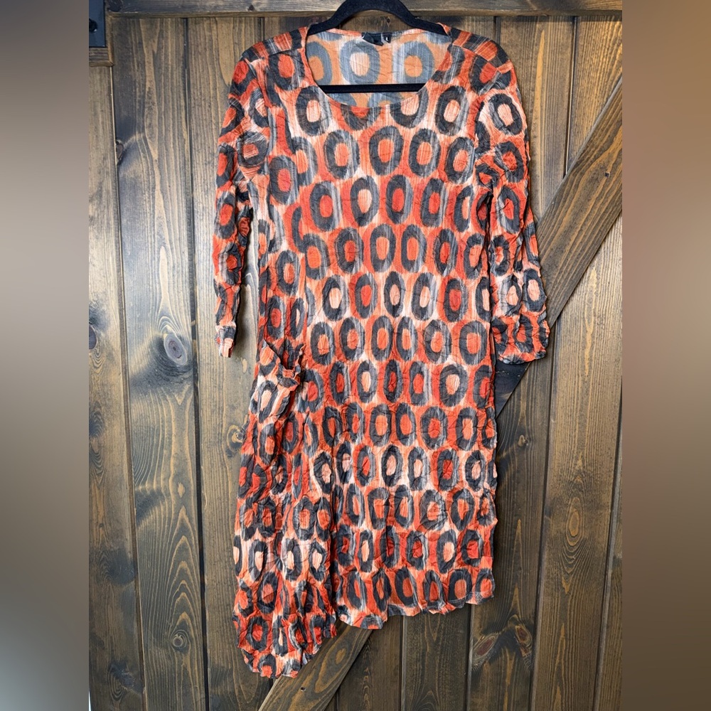 LISA BAYNE  Sheer Lagenlook Asymmetrical Tunic Dress